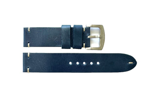 Navy Blue Leather with White Stitch