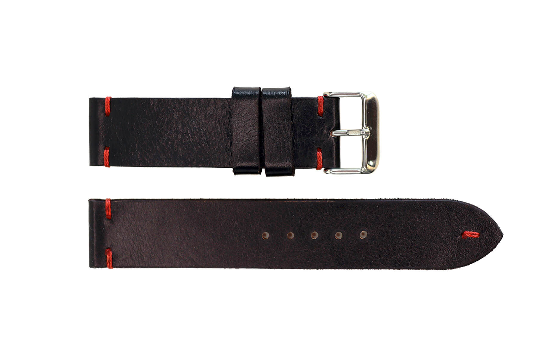 Black Leather with Red Stitch