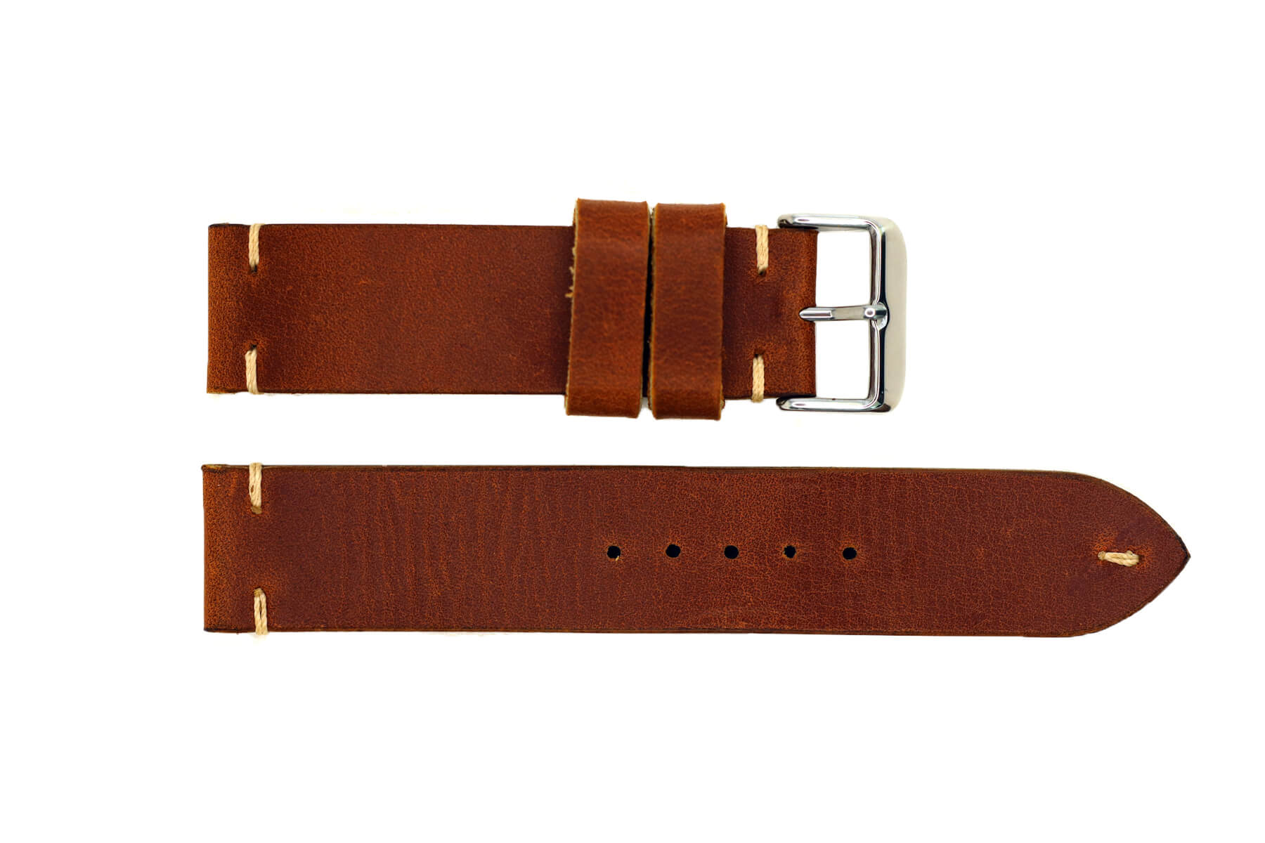 Brown Leather with White Stitch